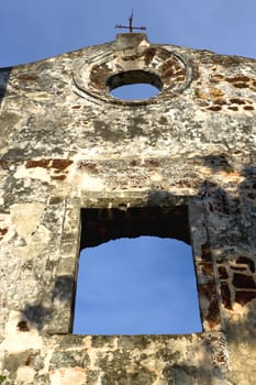 Ruins of St. Paul's Church, originally built by the Portuguese in 1521 and sunsequently taken over by the Dutch and the British at the UNESCO World Heritage site of Malacca, Malaysia.