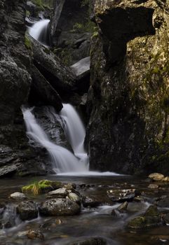 waterfalls in a mountain brook