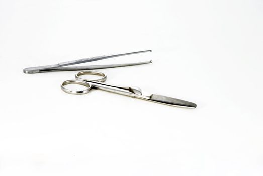 Surgical equipment on a white background. 