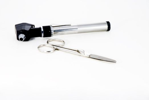 Isolated metal Otoscope on a white background