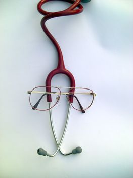 medical device for ausculation, funny presentation with glasses