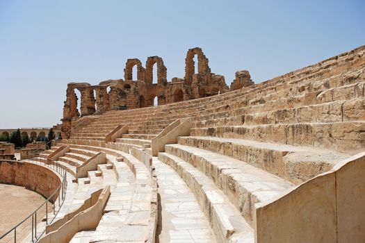 Ruin of Roman Colosseum in El-Jem, Tunisia (UNESCO World Heritage)