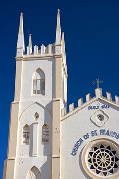 St. Francis Xavier's Church, built in 1849 and still being used at the UNESCO World Heritage site of Malacca, Malaysia.