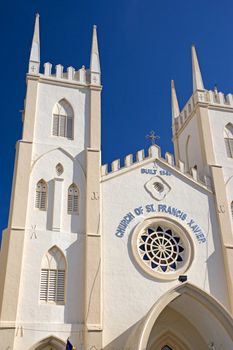 St. Francis Xavier's Church, built in 1849 and still being used at the UNESCO World Heritage site of Malacca, Malaysia.