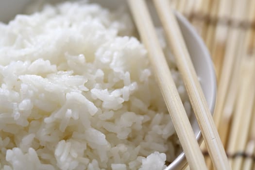 Closeup of a bowl of rice