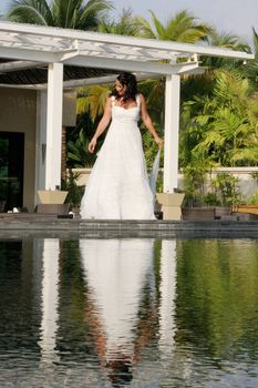 Just Married: Happy bride and groom on their wedding day.