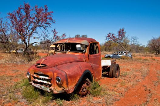 wreck truck in the australian outback, northern territory