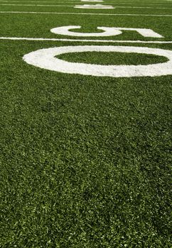 Fifty yard line of an american football field