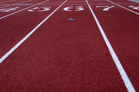 The finish line in a running track