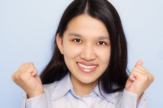 A businesswoman with happy expression