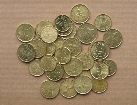 Range of Euro coins money (European currency)