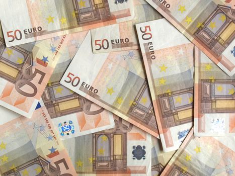Range of 50 Euro banknotes useful as a background