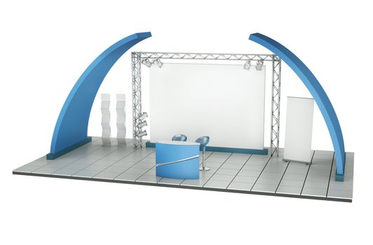 Trade exhibition stand. 3D rendered illustration