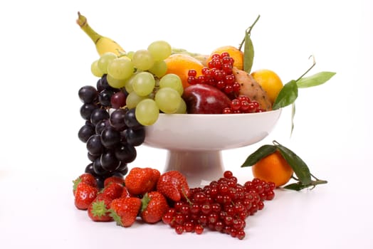 Composition of several fruits on a fruit-dish.