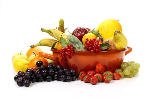 Composition of several fruits on a fruit-dish.