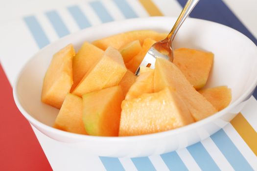 Slices of cantaloupes on a plate 