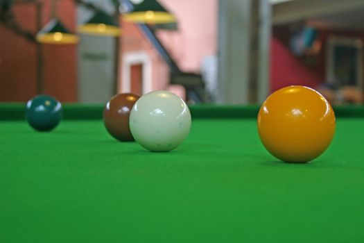 Snooker Balls set up for a game of snooker