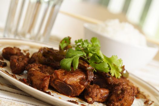 Pork spare ribs cooked with green pepper in black bean sauce