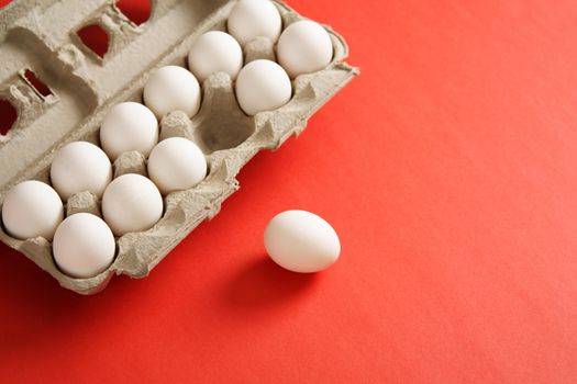 A pack of eggs in a carton