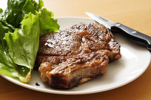 Ribeye steak on a plate