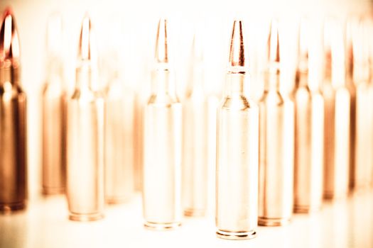 close up and depth of field in row of bullets