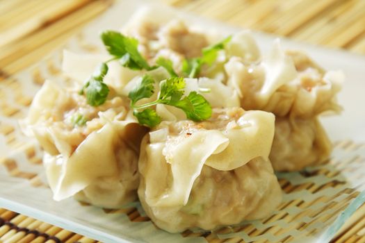 Chinese steamed shumay dimsum dish