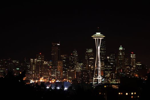 Downtown Seattle and Space Needle view from Queen Anne