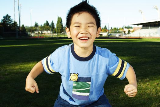 A happy boy showing a happy expression