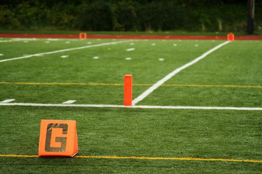 The goal line on a football field