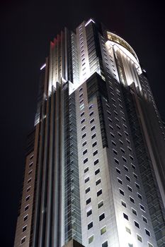 Night image of an office buiding in Malaysia.