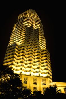 Night image of an office buiding in Malaysia.