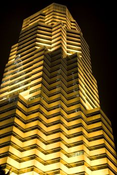 Night image of an office buiding in Malaysia.