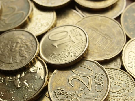 Range of Euro coins useful as a background