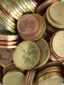 Range of Euro coins useful as a background