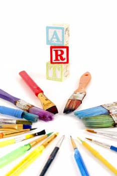 paint brushes and blocks express a love for art.
