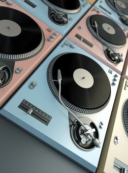 Cool turntables. 3D rendered image