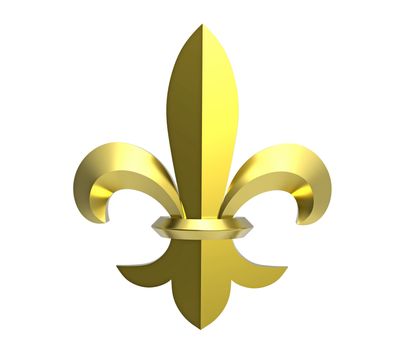 Fleur de lis 3d render isolated on white