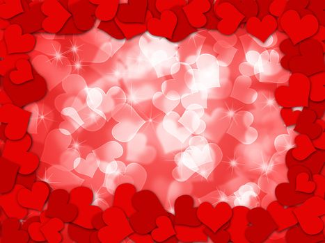 Happy Valentines Day Hearts Border Bokeh Background Illustration