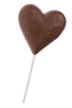 Isolated macro image of a chocolate lollipop.