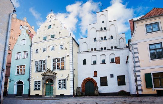 Three Brothers, a cluster of medieval houses in old town, Riga. Latvia