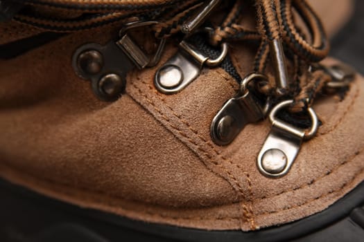 Close up of an old work or snow boot.