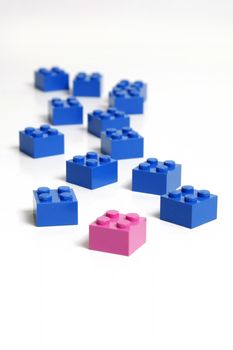 Pink block in front of many blue to indicate female strength