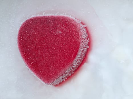  Frozen beautiful red heart with Ice Crystal