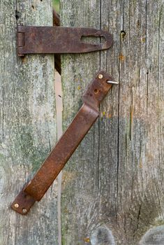 rusty Handle at woooden door