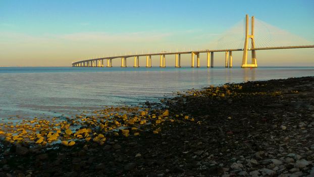 View of Vasco da gama bridge at Lisbon, Portugal