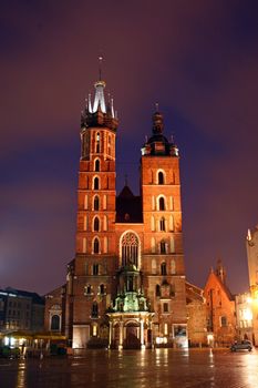 Gothic St. Mary's basilica in Krakow, Poland