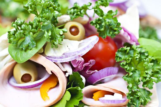 Lavash with fresh vegetables.
