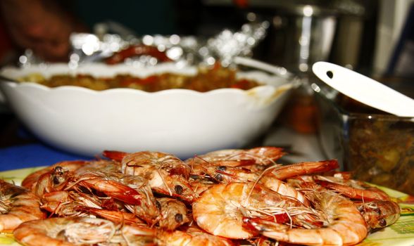 Fried shrimp in plate ready to serve