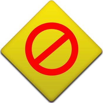 Illustration of no entry sign in a yellow background