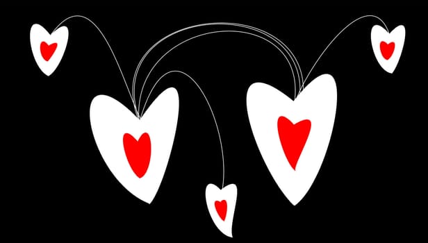 a lot of hearts on black background